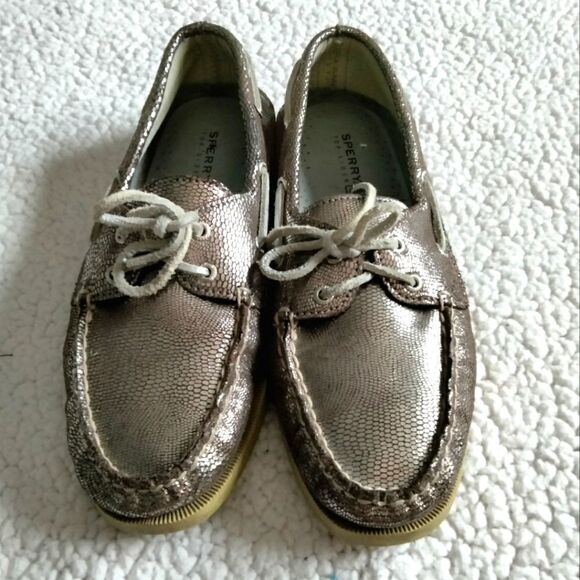 Sperry's Topsiders Sz9.5 Bronze Shakeskin - Picture 2 of 9